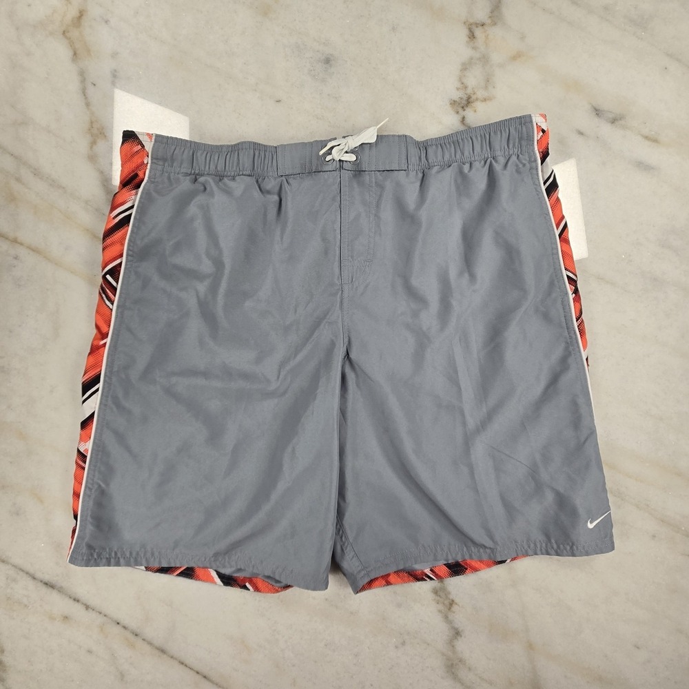 Nike Swim Breaker Volley Shorts Men's Large 9"‎ Gray Patterned Inset Performance